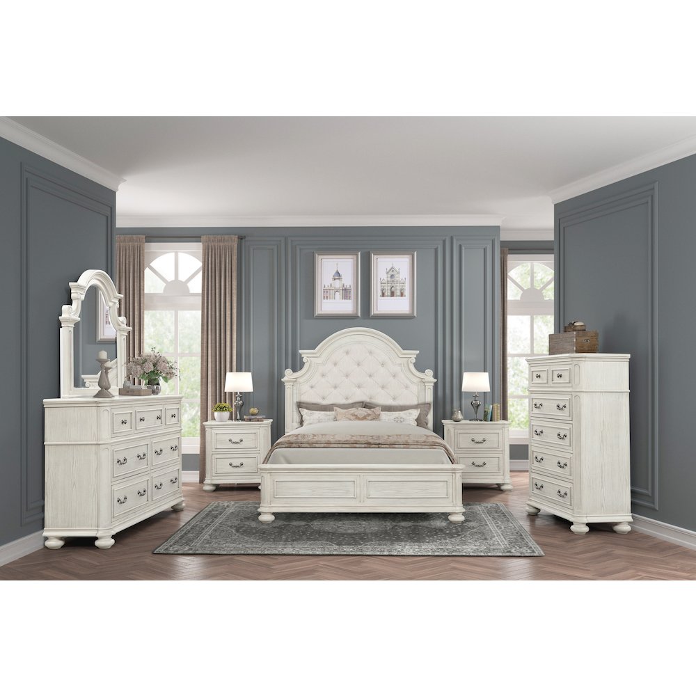 Nelson French Traditional 6-Piece Bedroom Set, Antique White, Queen