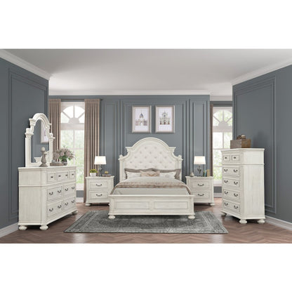 Nelson French Traditional 6-Piece Bedroom Set, Antique White, Queen