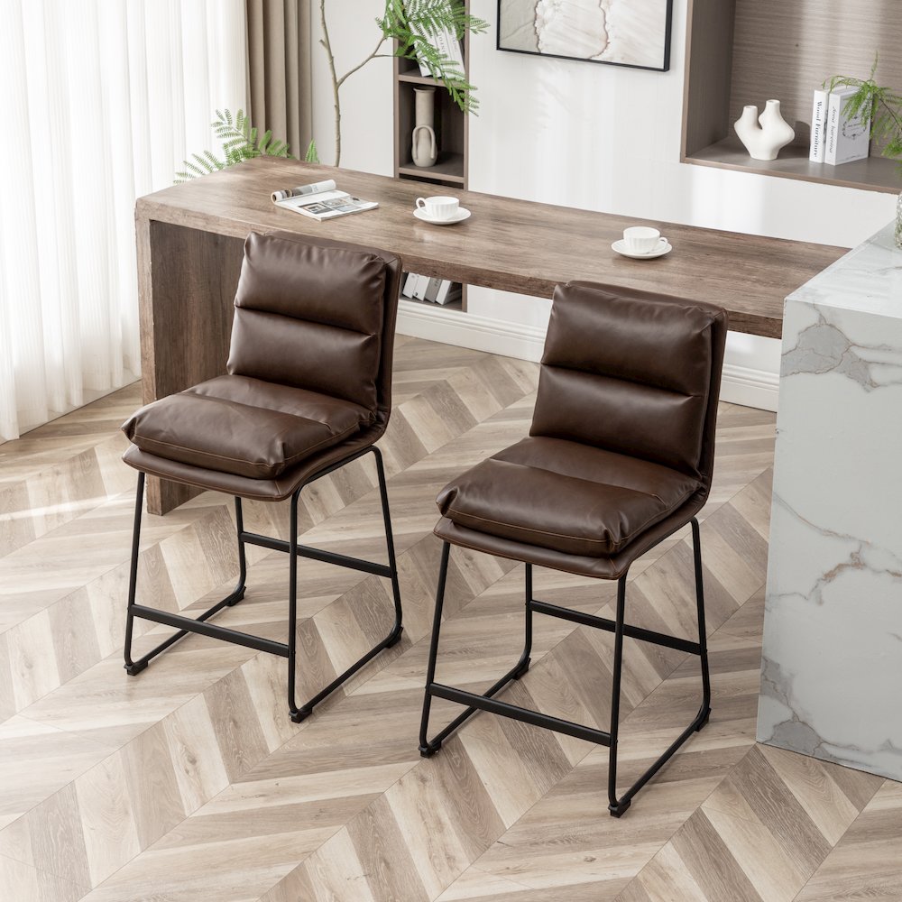 Milos Upholstered 26-inch Counter Height Stools, Set of 2