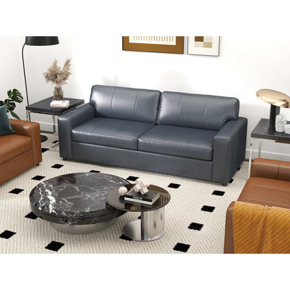 Sakan Leather Upholstered Sofa, Blue