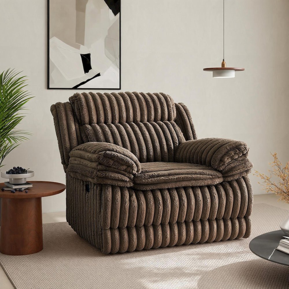 Ardello Manual Recliner with Wide-Wale Corduroy Upholstery, Chocolate