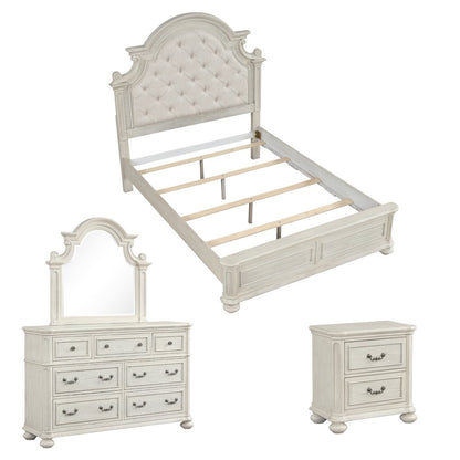 Nelson French Traditional 4-Piece Bedroom Set, Antique White, Queen