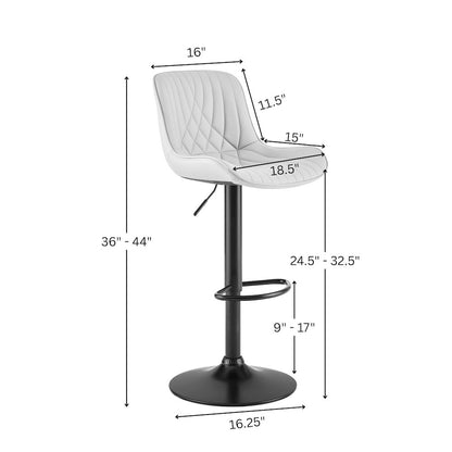 Kovyn Contemporary Adjustable Barstool with Faux Leather Swivel Seats, Set of 2