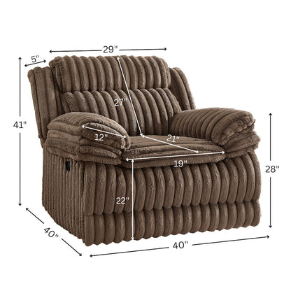 Ardello Manual Recliner with Wide-Wale Corduroy Upholstery, Chocolate