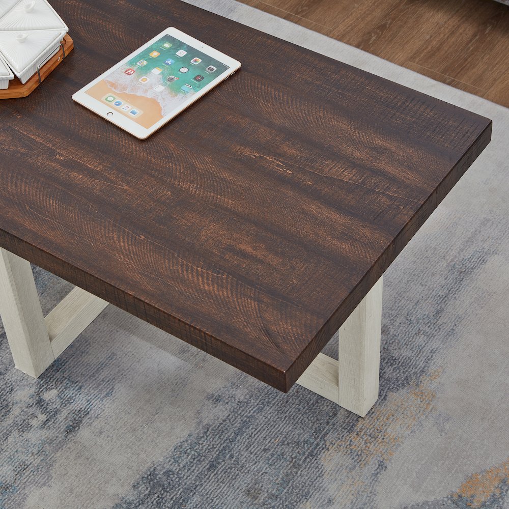 Luno Contemporary Coffee Table, Walnut and White
