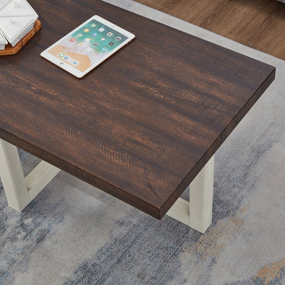 Luno Contemporary Coffee Table, Walnut and White