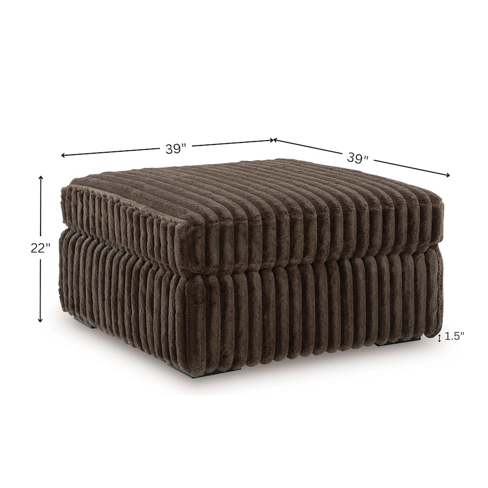 Solenne Oversized Ottoman with Jumbo Corduroy Upholstery, Chocolate