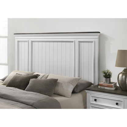 Clelane 3-Piece Wood Bedroom Set, King Bed and 2 Nightstands, Weathered White