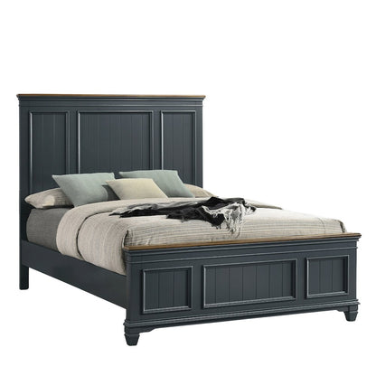 Clelane Shiplap Wood Panel Bed, Queen, Slate Blue