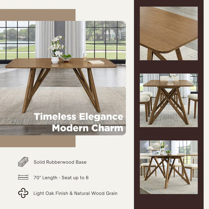 Axler 70-in Length Dining Table, Tripod-Cross Leg, Light Oak