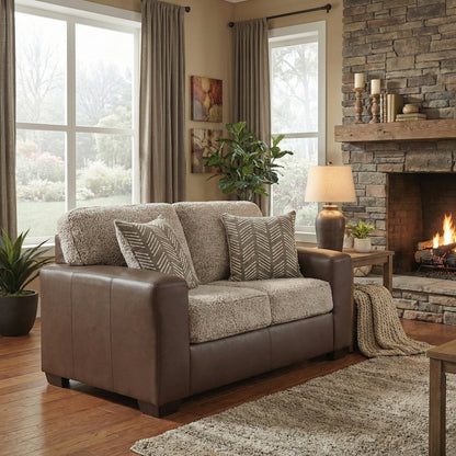 Marvella 2-Piece Living Room Sofa and Loveseat Set, Chocolate Faux Leather