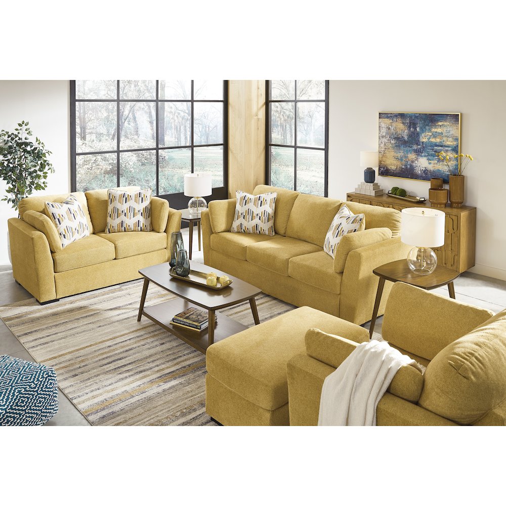Clareen 4-Pc Living Room Set, Sofa Loveseat Cutler Chair and Ottoman, Sunflower