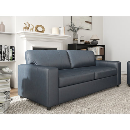 Sakan Leather 3-Pc Living Room Set, Sofa Loveseat and Chair, Blue