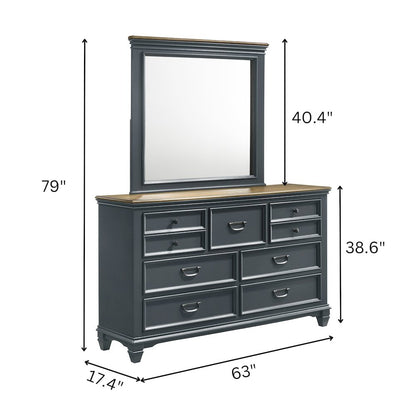 Clelane Wood Bedroom Set Panel Queen Bed, Dresser, Mirror, 2 Nightstands, Chest