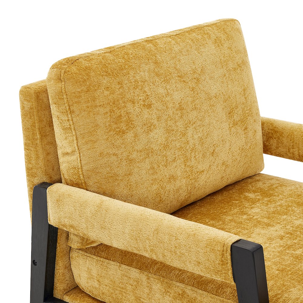Kelly Mid-Century Modern Chenille Upholstered Accent Armchair, Yellow