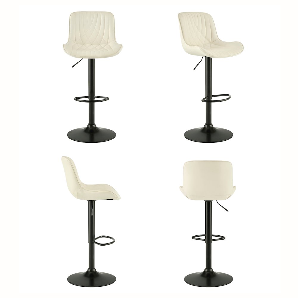Kovyn Contemporary Adjustable Barstool with Faux Leather Swivel Seats, Set of 2