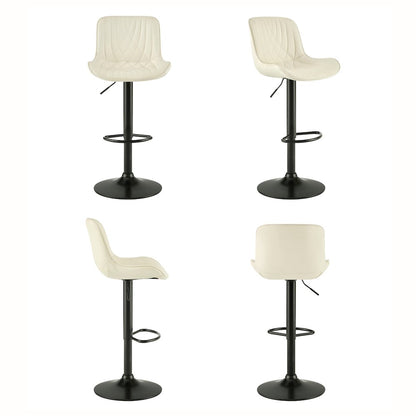 Kovyn Contemporary Adjustable Barstool with Faux Leather Swivel Seats, Set of 2