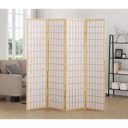 Japp 4 Panel Oriental Shoji Screen / Room Divider, Natural