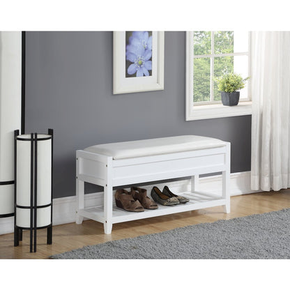 Rouen Clean White Seating Bench with Shoe Storage
