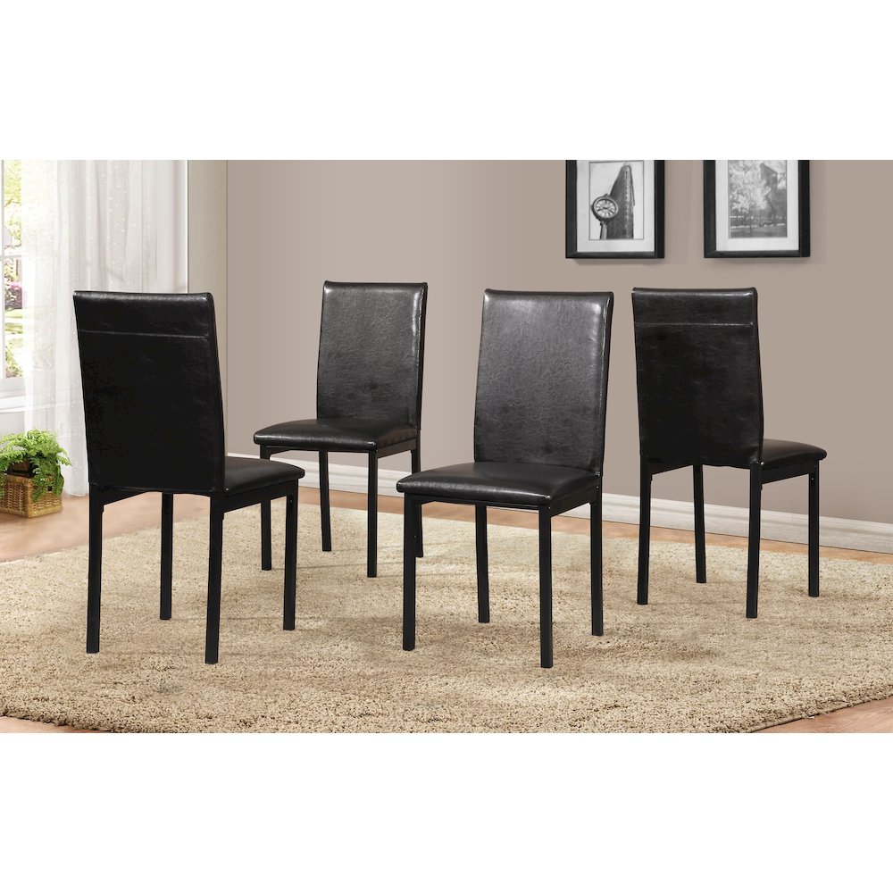 Citico 5-Pc Dinette Set with Faux Marble Top, White Table with Black Chairs