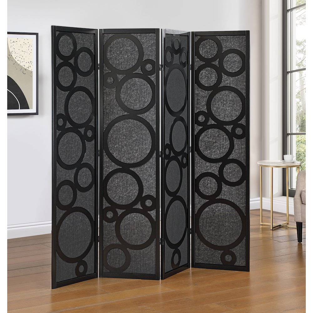 4-Panel Room Divider, Decorative Folding Freestanding Privacy Screen, Black