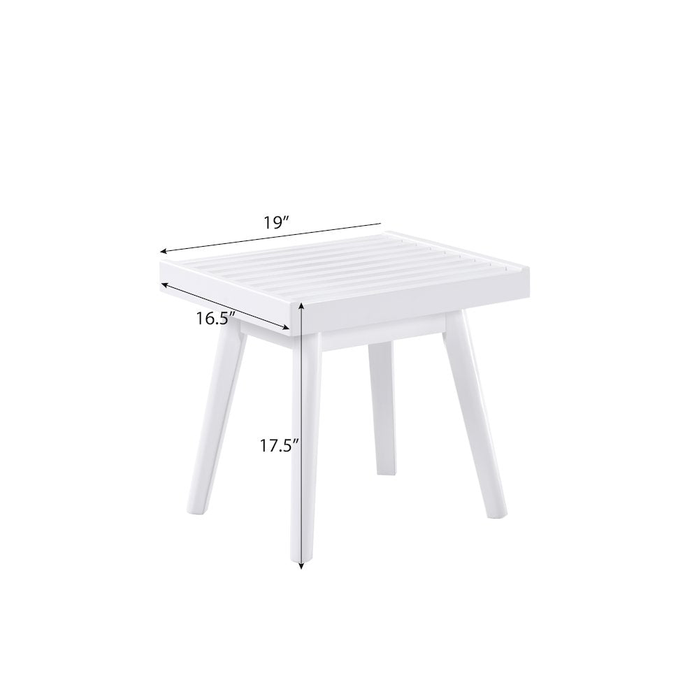 Larwich Solid Wood Slatted Bench, 19 Wide, White