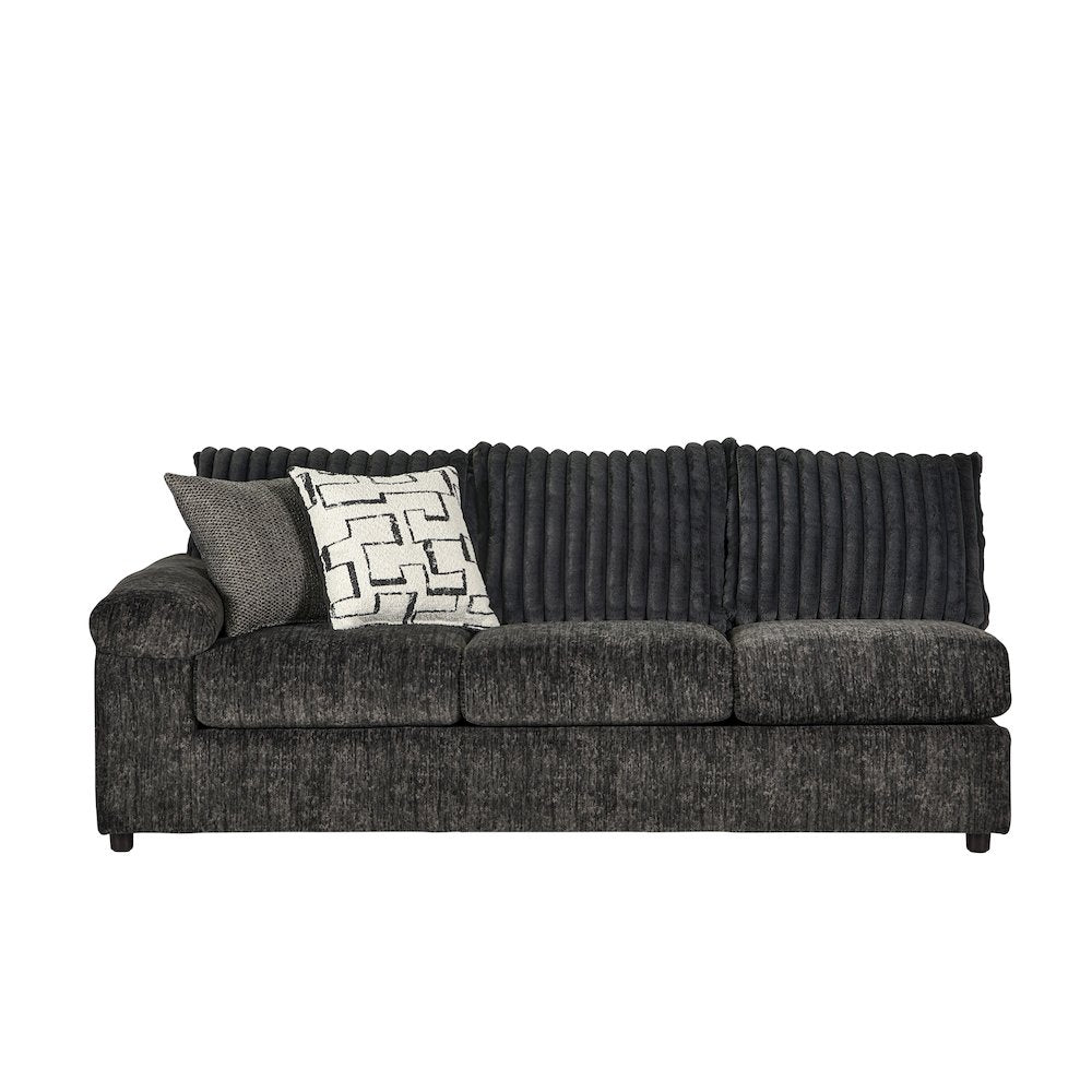 Nason Wide Wale Corduroy Sofa Chaise with Armchair, Charcoal