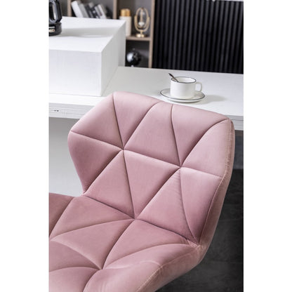 Breni Velvet Diamond Tufted Swivel Adjustable Height Barstool, Set of 2, Mauve