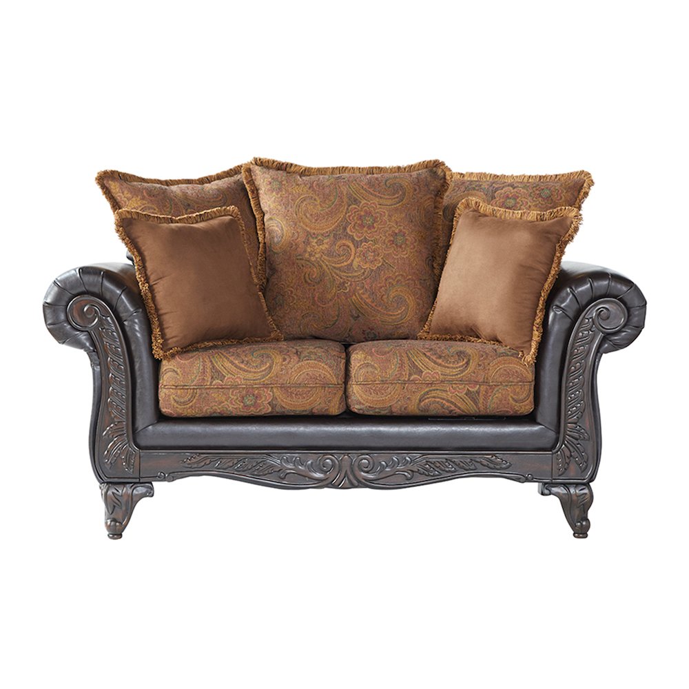 San Marino 2-Tone Chocolate Microfiber Loveseat, Made in USA