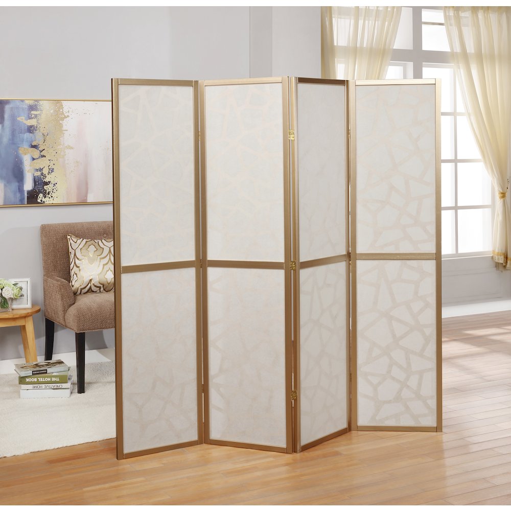 Giyano Gold 4 Panel Screen Room Divider