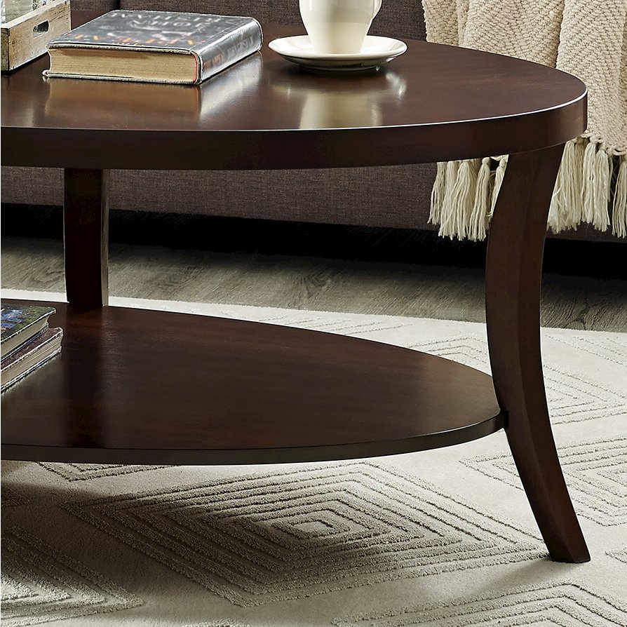 Perth 3-Pc Espresso Oval Coffee Table with End Tables Set