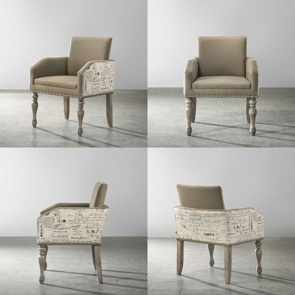 9-Piece Extendable Table with Nailhead Armchairs Dining Set, Driftwood