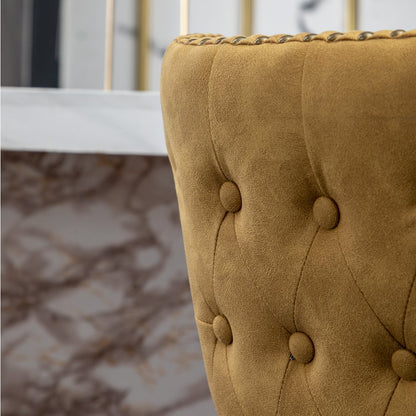 Nevis Modern Faux Leather Tufted Nailhead Trim Counter Stool Set of 2, Yellow