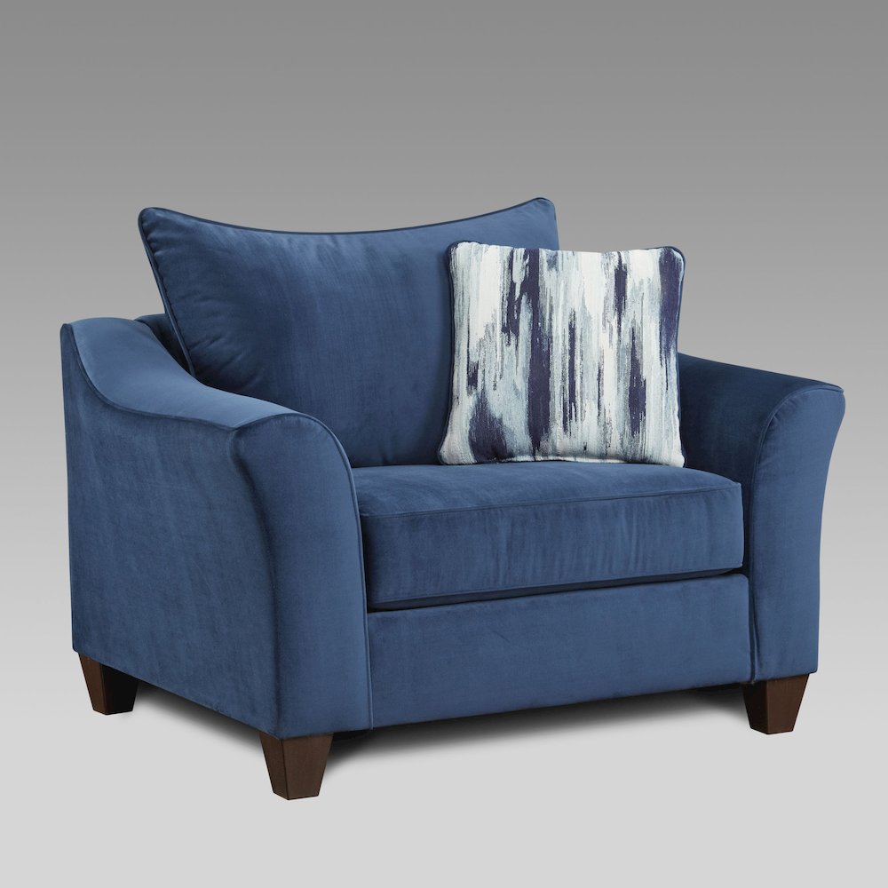 Camero Fabric Pillowback 3-Piece Sofa Set in Navy Blue