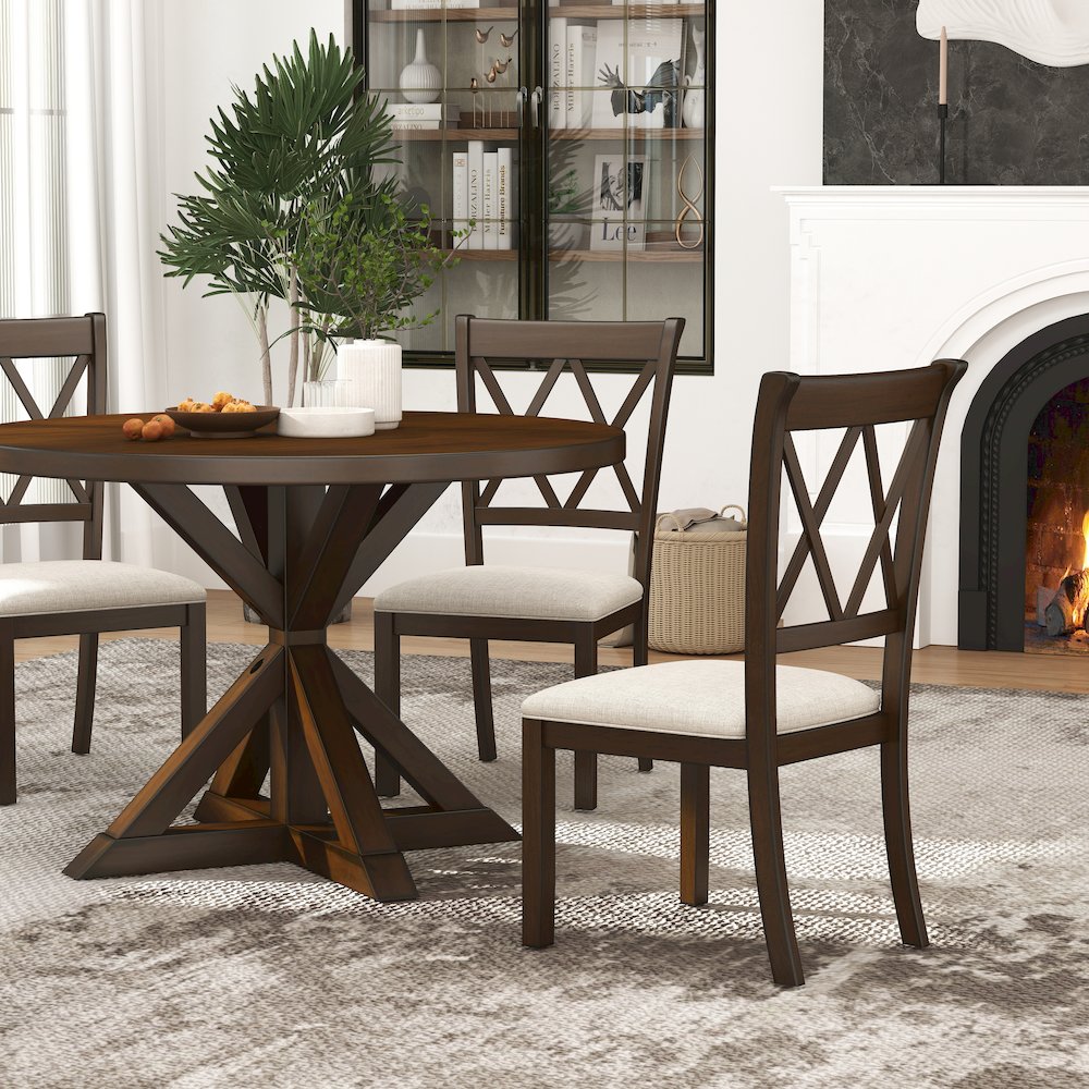 Windvale Dining Set,Cross-Buck Table with 4 Chairs