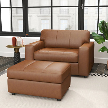 Sakan Leather Upholstered 2-Piece Living Room Set, Cutler Chair and Ottoman