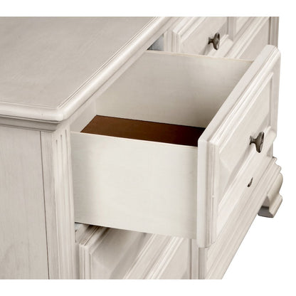 Distressed Parchment Wood Bedroom Set, King Bed, Dresser, Mirror, Nightstand
