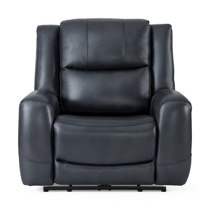 Cozura Leather Manual Recliner, Chesapeake Blue