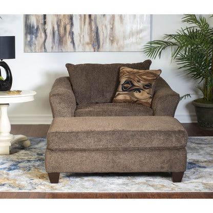 Camero Cafe Fabric Accent Chair and Ottoman Set