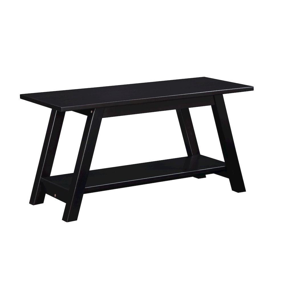 Elyz Solid Wood Bench with Shelf, 36.10-Inch Long