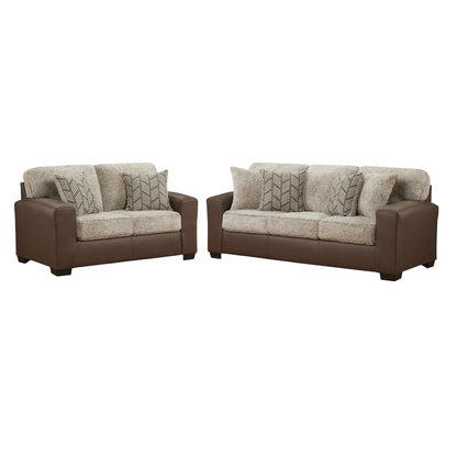 Marvella 2-Piece Living Room Sofa and Loveseat Set, Chocolate Faux Leather