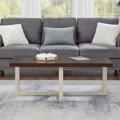 Luno 3-Piece Coffee Table Set, Coffee Table and Two End Tables, Walnut and White