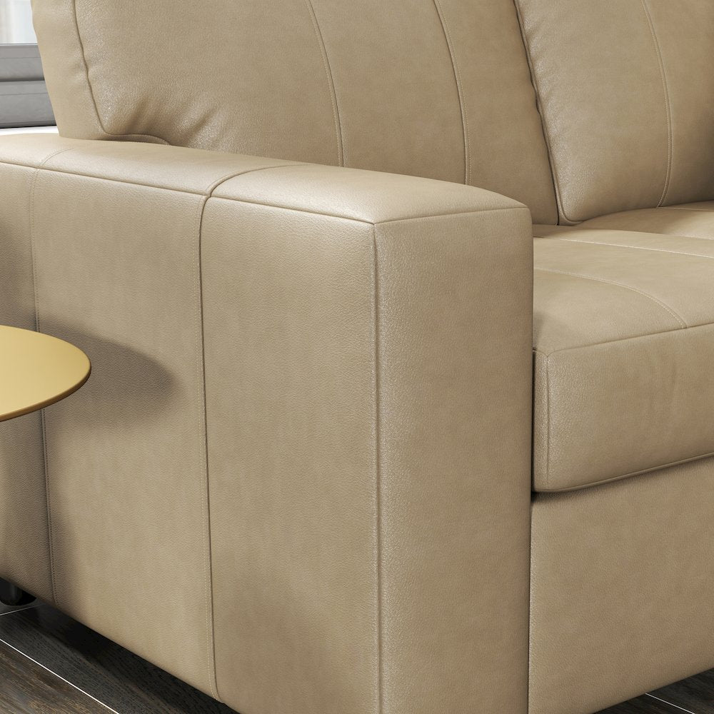 Sakan Leather 4-Pc Living Room Set, Sofa Loveseat, Chair and Ottoman, Beige
