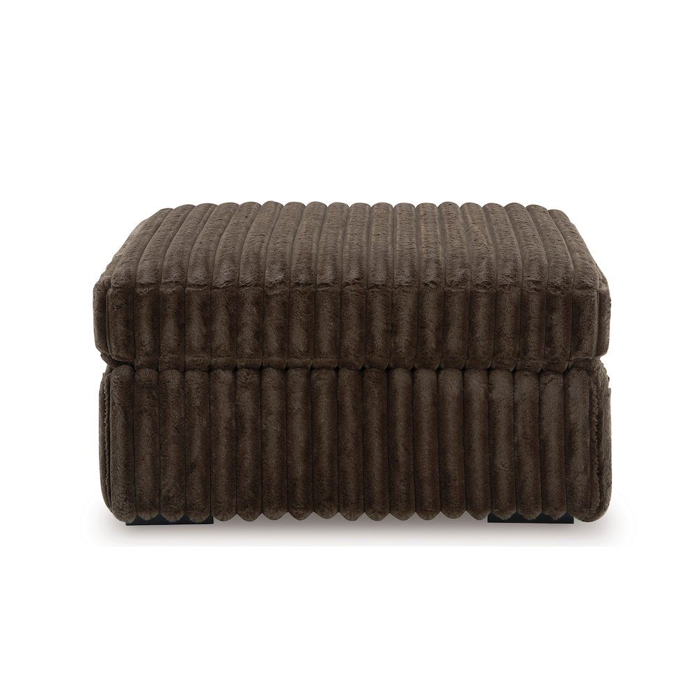 Solenne Oversized Ottoman with Jumbo Corduroy Upholstery, Chocolate