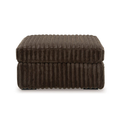 Solenne Oversized Ottoman with Jumbo Corduroy Upholstery, Chocolate