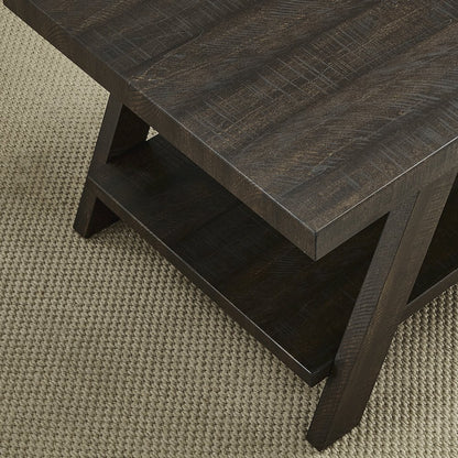 Ethens Contemporary Wood Shelf Side Table in Weathered Espresso