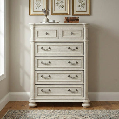 Nelson French Traditional 5-Piece Bedroom Set, Antique White, King
