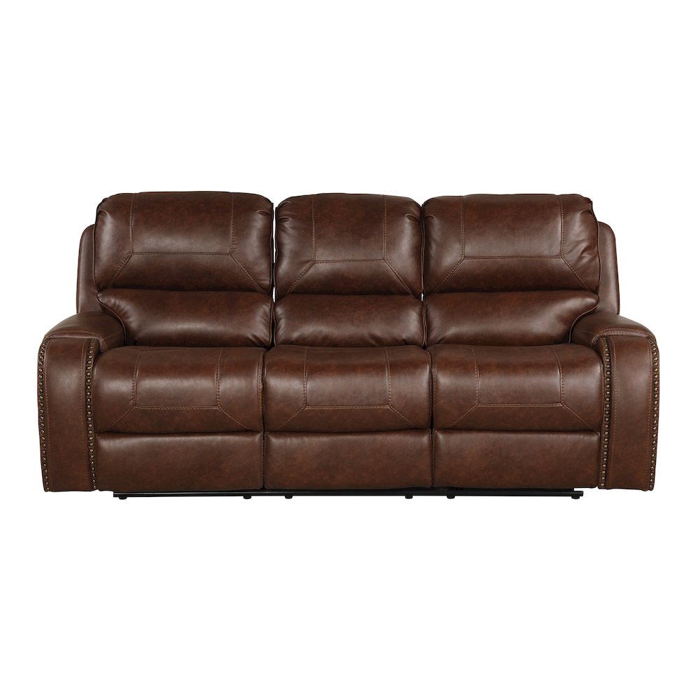 Achern Leather Manual Reclining Sofa and Loveseat, Storage Console and USB Port