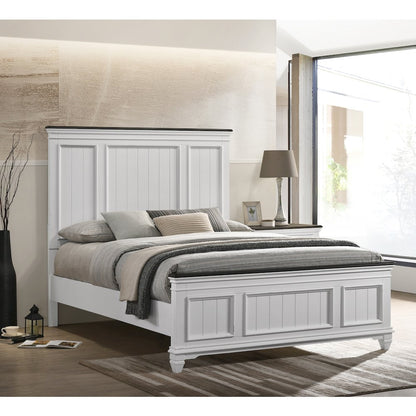 Clelane 3-Piece Wood Bedroom Set, Queen Bed and 2 Nightstands, Weathered White
