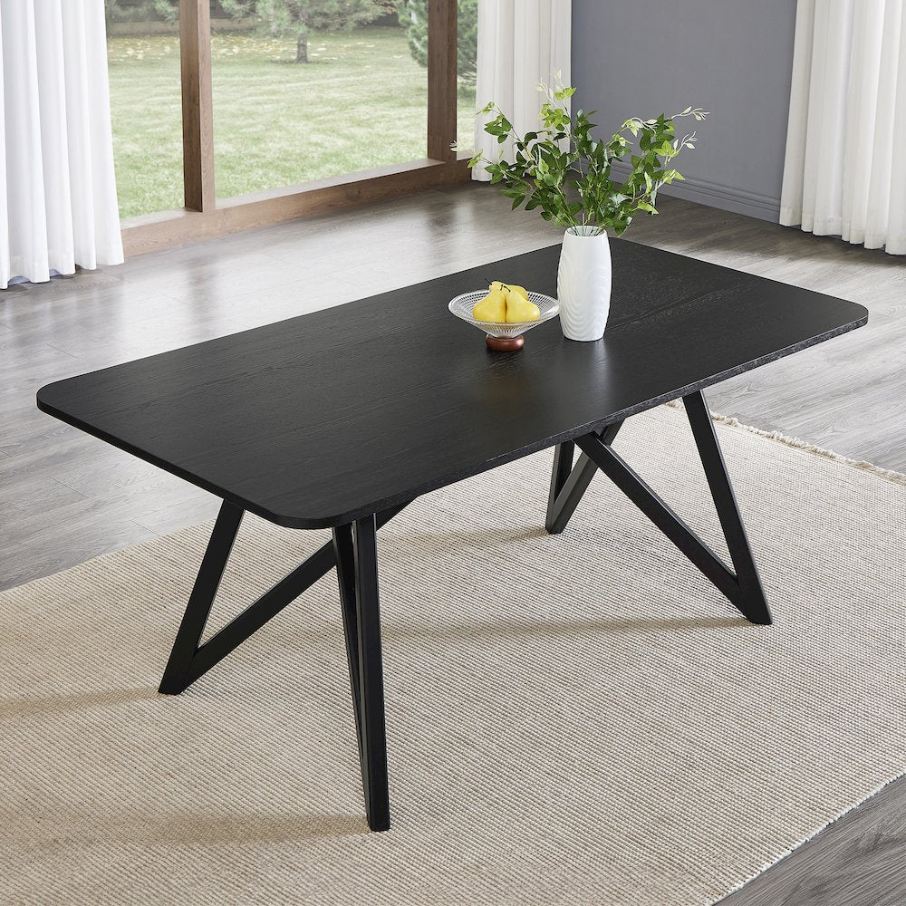 Axler 70-in Length Dining Table, Tripod-Cross Leg, Black